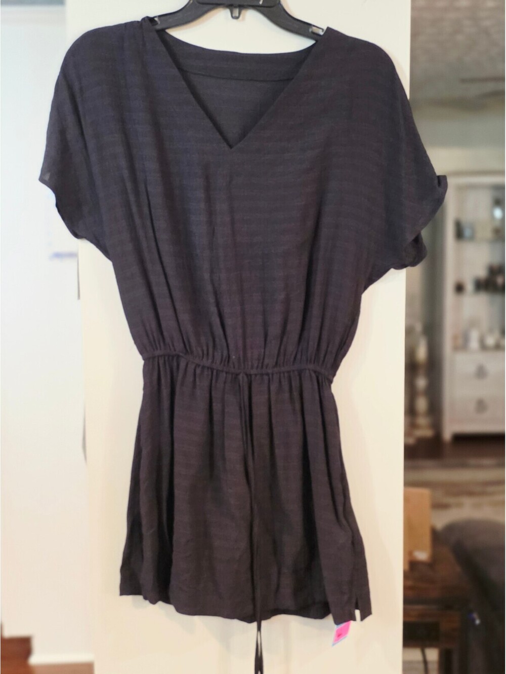 Live Life on the Beach Black Striped Short Sleeve Romper